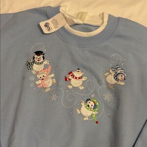 Vintage Embroidered Winter Holiday Skating Bears Rhinestone Grandma Crewneck